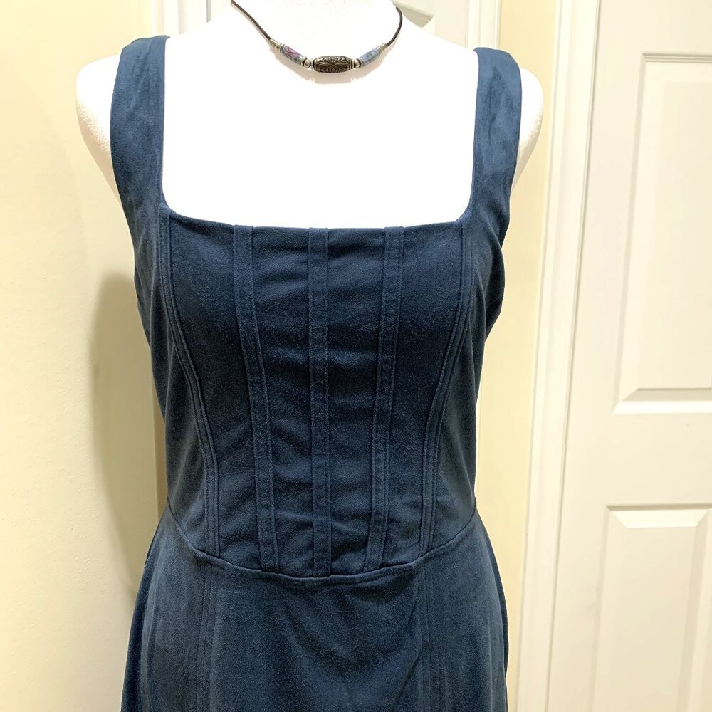 NWT Trixxi Navy Sleeveless Dress Women Faux Suede Size L